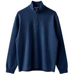 Polo Ralph Lauren Mens Blue Cotton 1/4 Zip Pullover Sweater XL